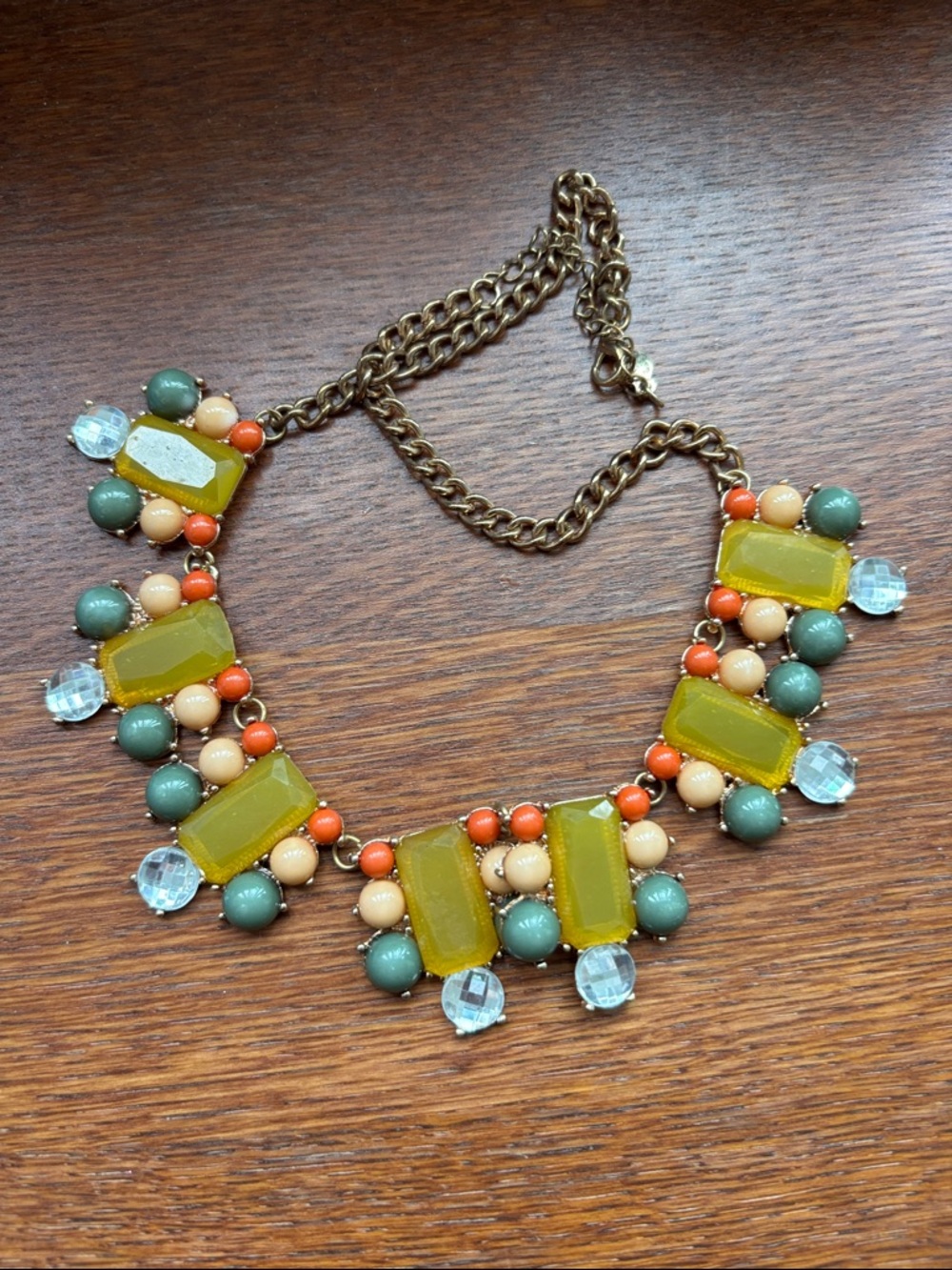 Statement Bib Necklace in Yellow, Turquoise , Green and Coral